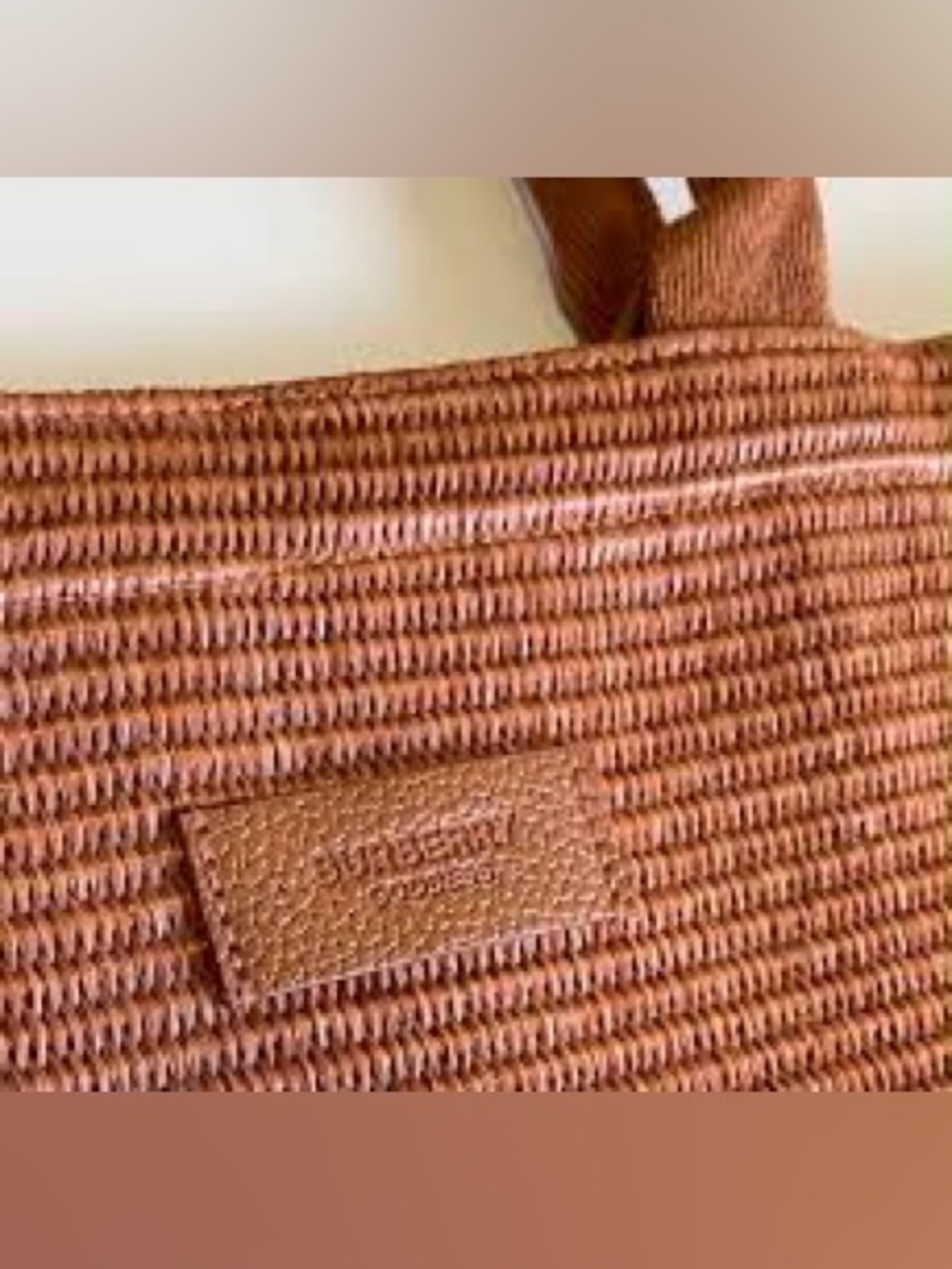 BURBERRY Woven Tote Bag in Brown - Stylish Everyday Carry - Picture 2 of 5